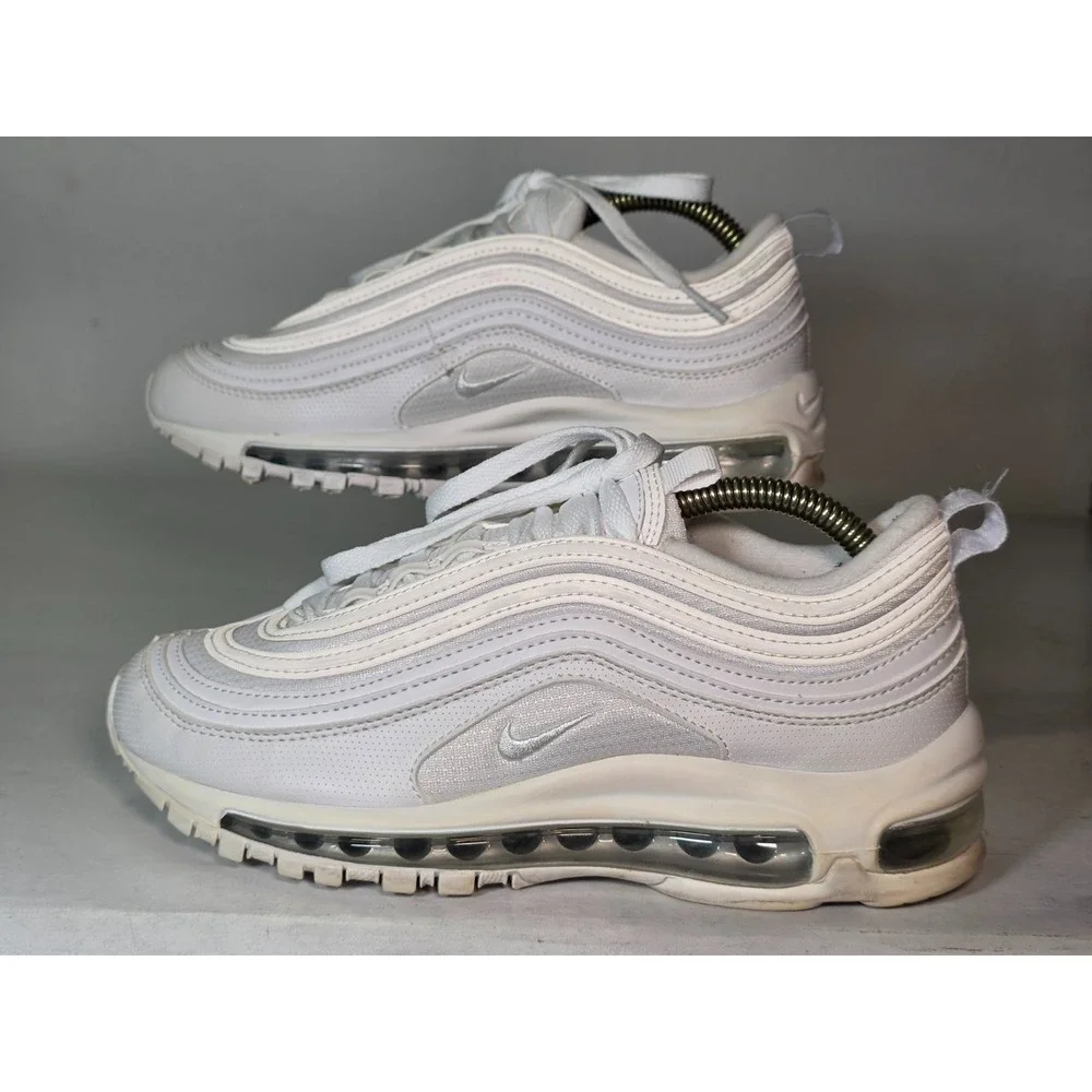 Nike Air Max 97 Youth Sneakers‎ Size 5 Y White Metallic Silver Casual Shoes